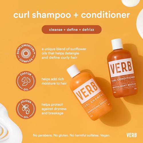 VERB Curl Shampoo + Conditioner Duo - Cleanse and Smooth - Frizz Control + Definition- Vegan, No Parabens or Harmful Sulfates