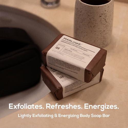 MARLOWE. No. 109 Coffee Bar Soap 7 oz (12 Bars) ? Exfoliating Body Scrub for Men with Natural Extracts, Caffeine, Coffee Bean & Cocoa Butter ? Energizing Fresh Brewed Scent