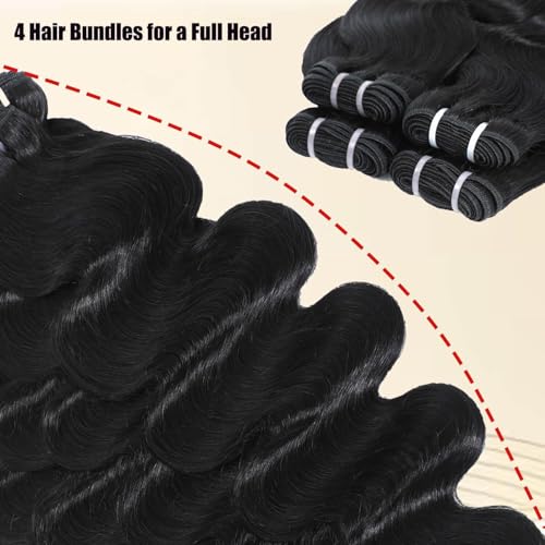 26 28 30 Inch 12A Body Wave Bundles Human Hair Human Hair Bundle 100% Unprocessed Brazilian Virgin Hair 3 Bundles weave for Black Women Natural Color