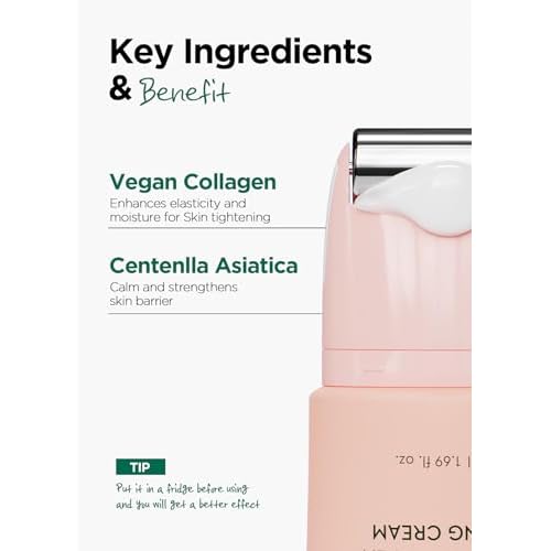 Bewants gua sha neck cream roller, korean neck cream with massage roller, rapid lift neck serum roll on, moisturizer for tightening skin with centella asiatica (1 Pack)