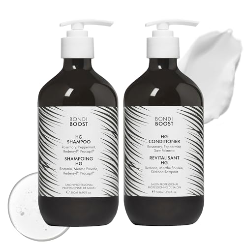 BondiBoost HG Anti-Thinning Shampoo Conditioner Set [16.90 fl oz each], Clinically Tested to Promote Fuller + Thicker-Looking Hair for Women & Men, Procapil, Redensyl & Rosemary Formula, Sulfate-Free