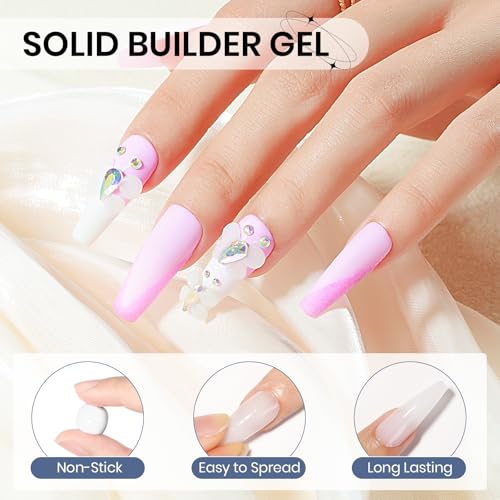Solid Sculpture Builder Gel, 3D Nail Gel White Non-Stick Hand Nail Extension Gel for Carving Patterns Decoration Nail Art Emboss Hard Gel for Nails Mnicure DIY at Home 14g(0.49 oz)
