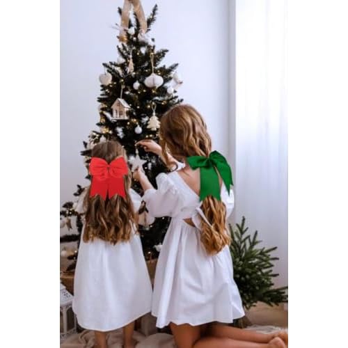 Tobeffect Hair Clip - 8 Inch Green Hair Bow - Cheerleading Bows for Girls, Women, Cheerleaders Grosgrain Material - Perfect for Hair Securing, Festivals, Birthdays, Weddings, School