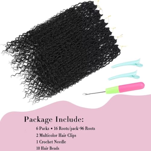 New Goddess Locs Crochet Hair 30inch Long River Faux Locs Braids with Curly End Long Boho Hippie Locs Style Synthetic Hair Extensions (30" 6Packs 1B#)