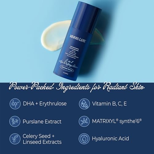8-in-1 Age Defying Serum REFILL, Hydrating Gradual Self-Tanning for Face, with Anti-Aging Hyaluronic Acid and Vitamin B, C, E, Sunless Tanner, Fragrance-Free, Vegan, 1 oz, Dark