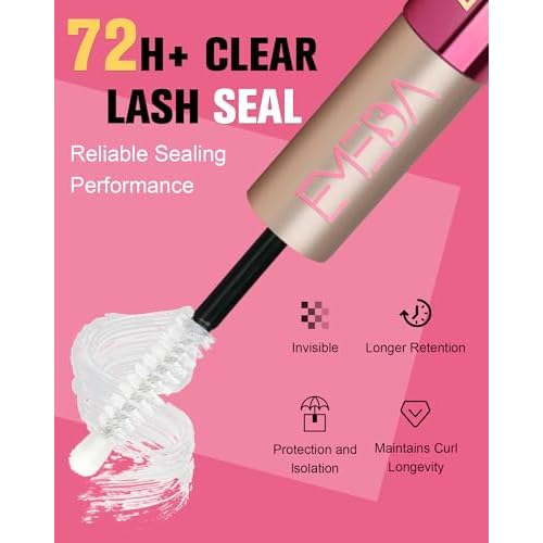 Lash Cluster Glue, Lash Bond and Seal for DIY Eyelash Extensions 2-in-1 Bond and Seal Strong Cluster Glue for Individual Eyelashes Latex Free by EMEDA (Black+Clear)