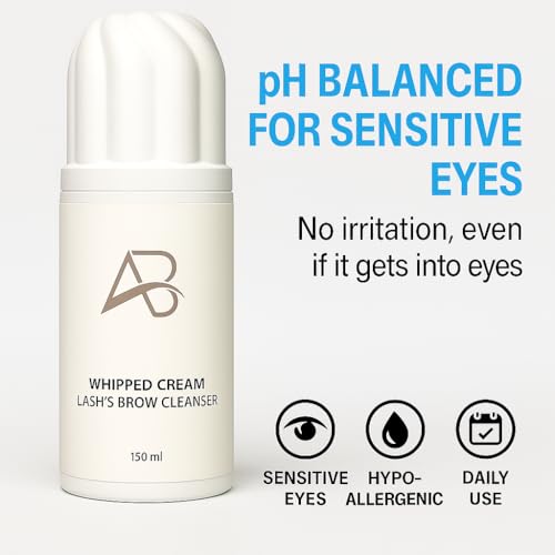 All in beauty Whipped Lash & Brow Shampoo Unscented ? Neutral pH | Gentle 135ml Foam Cleanser for Eyelash Extensions & Eyebrows | Professional Salon & Home Use | Safe Deep-Clean Long-Lasting