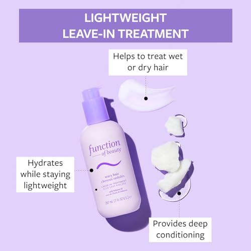 FUNCTION OF BEAUTY Leave In Conditioner Treatment for Wavy Hair, 7 oz - Provides Wave Definition, Glossy Shine and Smooths Dry Ends, Sulfate-Free, Customizable Haircare
