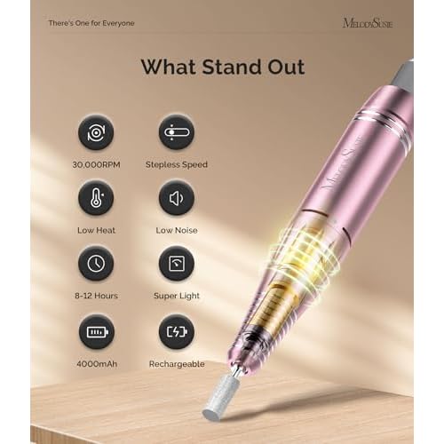 MelodySusie Entry-Level Clip-On Cordless Essential Nail Drill, SC300F 30000RPM Reliable E-File with LCD Display for All Manicure Shaping & Gel Removal, Ideal for Training, Nail Art Practice & Home Use