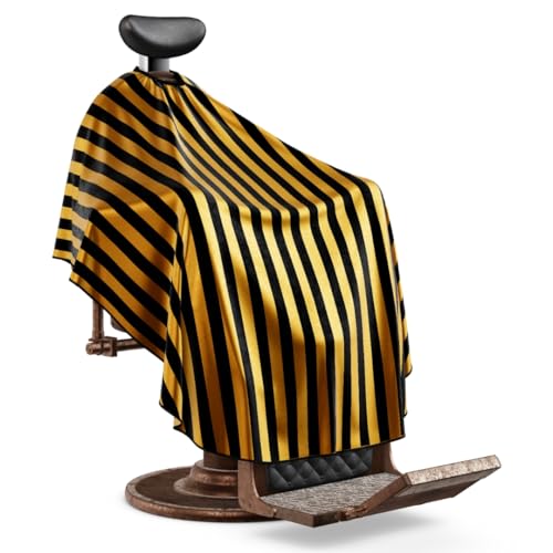 Professional Barber Cape - Hair Cutting Cape with Adjustable Neck Closure, Salon Quality Styling Cape for Hairdressers and Barbers - Gold Stripe
