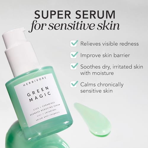 HERBIVORE Green Magic Cica + Ceramides ? Fast-acting Redness-Reducing Serum for Sensitive Skin, Plant-based, Vegan, Cruelty-free, 30mL / 1 oz