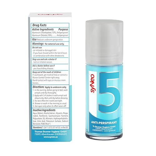 5 Antiperspirant Roll-On, Anti Sweat Deodorant for women against heavy sweating, Anti-Transpirant antiperspirant Roll-on Deodorant, 1 pack 1.69 fl.oz.