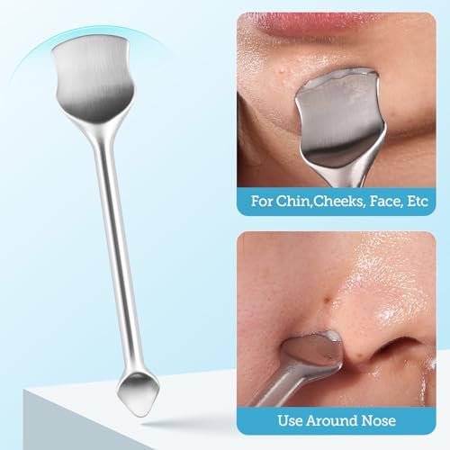 LitBear Pore Prep Tool, Blackhead Remover Pimple Popper Tool Kit, Stainless Steel Blackhead Extractions Tool for Acne, Whitehead Popping, Blemish, Comedone, Black