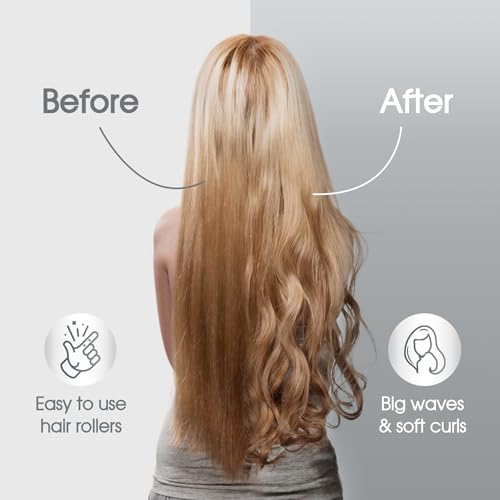 Self-Grip Ceramic Ionic Thermal Hair Rollers Set - 18 Velcro Rollers for Long and Short Hair, Blowout Look, Salon Quality