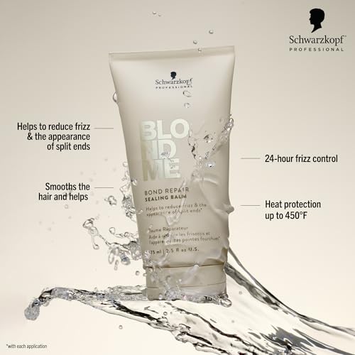 BlondMe Bond Repair Sealing Balm for Blonde Hair | Tame Split Ends & Reduce Frizz | Heat Protection | For Shiny, Smooth Blonde, Lightened, & Grey Hair, 2.5 Fl Oz