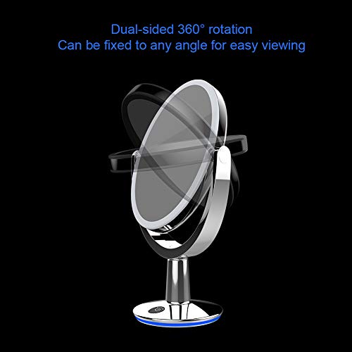 Superstar Oval Shaped Dual-Sided Lighted Makeup Mirror, 1X/5X Magnifying Vanity Makeup Mirror, 360 Degree Rotating Adjustable Brightness Mirror, Brushed Nickel