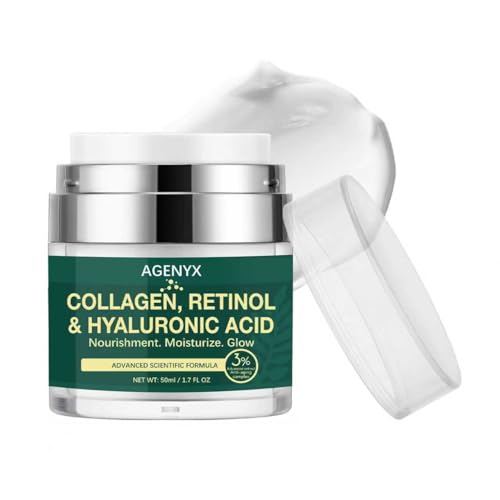 Collagen, Retinol & Hyaluronic Acid Cream ? Anti Aging Face & Neck Moisturizer for Women & Men, Day & Night Facial Cream for Wrinkles, Firming, and Hydrating Skin Care 1.7 fl.oz