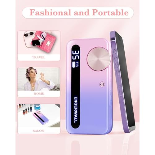 ENGERWALL Rechargeable Nail Drill 35,000 RPM, Portable Cordless Electric Nail File for Acrylic, Gel Nails, Polishing & Removal, with Nail Drill Bits Kit for Manicure & Pedicure, Pink-Blue