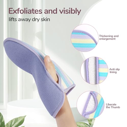 Deep Exfoliating Gloves for Body, Exfoliating Mitt for Shower Ideal for Dead Skin Remover, Dual Texture (Coarse & Fine), Thicken, Non-Slip Inside, Random color (1 Pack)