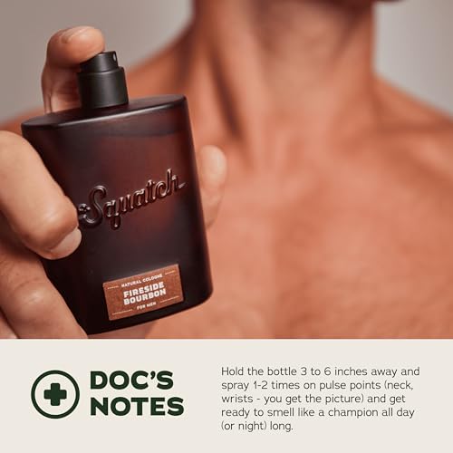 Dr. Squatch Natural Cologne for Men - Scent-Lock Technology and Sustainably-Sourced Ingredients - Fireside Bourbon Cologne (1.7 fl oz)