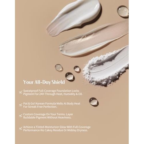 bayfree Tinted Moisture Foundation Balm, All-Day Wear Full Coverage Foundation, Hydrating & Weightless, Sweatproof & Humidity-Resistant, Buildable Natural Finish, Vegan Korean Makeup