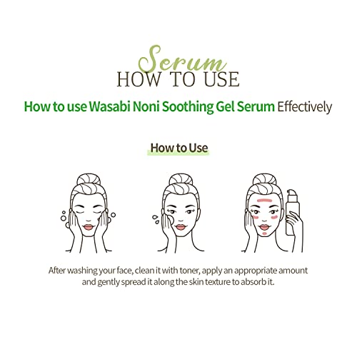 MissDragon Wasabi Noni Soothing Gel Serum (5.07 fl.oz.) ? Vegan, Mildly Acidic pH 5.5 Gel-Based Calming Moisturizing Serum Korean Skincare for Sensitive and Acne-Prone Skin