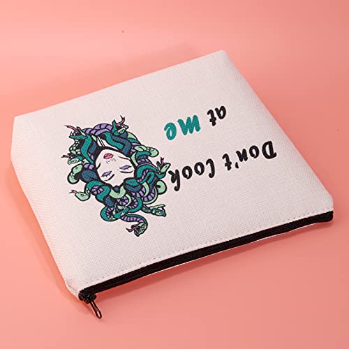 JXGZSO Funny Snake Women Cosmetic Bag Greek Makeup Zipper Pouch Snake Hair Lady Travel Bag Greek Mythology Gift