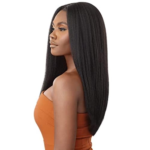 Outre - 5X5 Lace Closure Wig - Human Hair Blend - Kinky Straight 24" (OFF BLACK 1B)