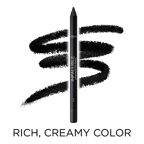 L'Oreal Paris Makeup Infallible Pro-Last Pencil Eyeliner, Waterproof and Smudge-Resistant, Glides on Easily to Create any Look, Black, 0.042 oz., 1 Count