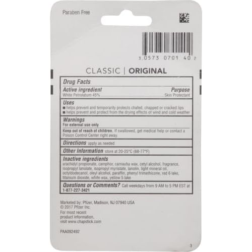 ChapStick Classic Original Lip Balm Tubes, Lip Care - 0.15 Oz (Pack of 3)