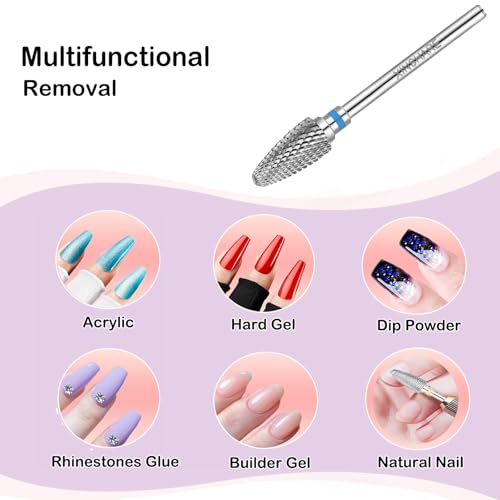 Nail Drill Bits 3/32" Carbide Professional Safety Tungsten Nail File Cone Drill Bit for Acrylic Nail Gel Cuticle cleaner Manicure Pedicure Nail Polishing, Beginner Salon, Medium