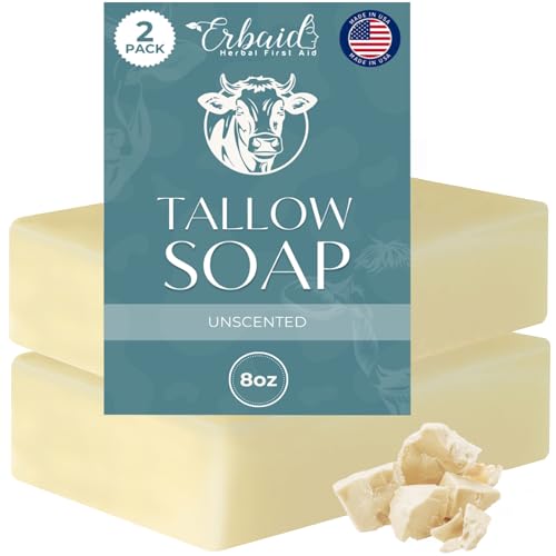 Beef Tallow Soap Bar ? All Natural Grass Fed Tallow Soap Unscented ? Moisturizing Face & Body Wash Great for Eczema, Dry, Itchy, Sensitive Skin ? Handcrafted Bath Soap for Adults, Kids, Made in USA