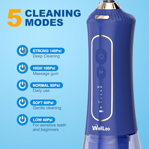 Water Flossers for Teeth, 300ML Cordless Oral Irrigator Rechargeable Dental Flosser Picks with 5 Modes 5 Jet Tips,IPX7 Waterproof Teeth Cleaner for Braces Gum Care, Home Travel Use