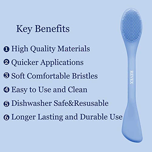REVEX Pore Cleaning Brush,Face Scrubber,Lymphatic Drainage Massager,Silicone Face Mask Applicator,Mask Applicator Tool for Facial Mud,Contour Face Brush for Lymphatic Drainage. (Sky Blue+Gray)