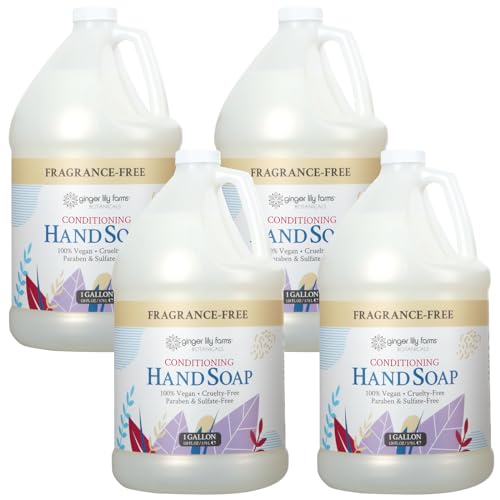 Ginger Lily Farms Botanicals All-Purpose Natural Fragrance-Free Hand Soap, Liquid Hand Soap Refill, 128 Ounces, 1 Gallon (Case of 4)