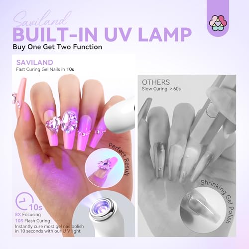 SAVILAND Cordless Nail Drill with U V Light: 25000 RPM Nail Drill Professional & U V Light for Removal & Solidification of Nails 2in1 for Home Nail Art Manicure Pedicure £¨White£©