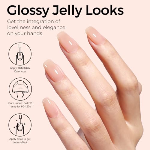 TOMICCA Nude Gel Nail Polish,15ml Light Nude Gel Polish,Soak Off Uv Led Cure Needed£¬Color Long Lasting Translucent Nail Art Manicure French Salon Diy Design Gifts For Woman