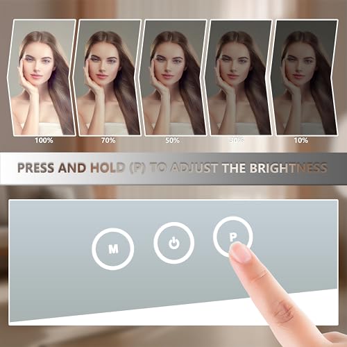 Vanity Mirror with Lights, Makeup Mirror with Lights Three Color Lighting Modes, Dimmable Touch Screen, Detachable 10X Magnifying Mirror, 360¡ÆFree Rotation,White