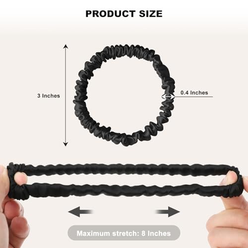 8Pcs Silk Scrunchies Hair Ties for Women & Girls, Mulberry Silk Scrunchies No-Damage Thin Satin Ponytail Holders for Hair Care