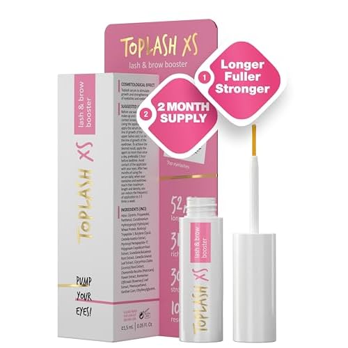 TOPLASH Eyelash Growth Serum - Innovative Formula for Longer, Thicker, Fuller Brows & Lashes - Natural, Cruelty-Free & Hypoallergenic - 0,05 Fl Oz(1,5 ml)