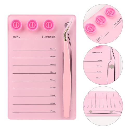 Acrylic Eyelash Extension Pallet Kits, Grafting False Eyelash Organizer Extension Pad Lash Tray,Magnetic Tweezer Holder - Durable Eyelash Extension Storage Organizer (Pink sets)