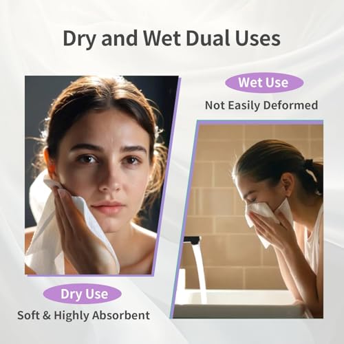 Disposable Face Towels, Biodegradable Soft & Skin Friendly Face Towelettes Disposable, Makeup Remover Dry Wipes Tissue for Women, Facial Wash Cloth Travel-1 Pack