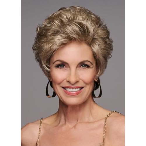 GABOR Instinct Luxury Short Wavy Shag Wig With Extended Lace Front by Hairuwear, Petite Average Size Cap, G11+ Mocha Mist