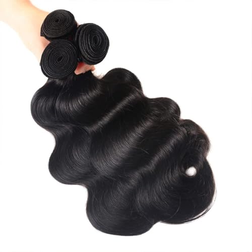 Body Wave Human Hair 3 Bundles (26 28 30) 100% Unprocessed Brazilian Virgin Human Hair Extensions Brazilian Body Wave Weave Bundles Soft and Silky Natural Black Wavy Hair Quick Weave Bundle for Women