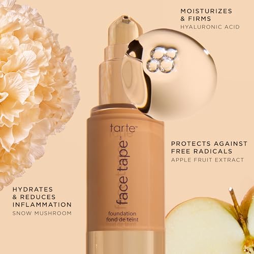 tarte face tape foundation ? Full-Coverage Matte Finish Foundation with Snow Mushroom & Hyaluronic Acid for Hydration, Waterproof, Vegan & Cruelty-Free