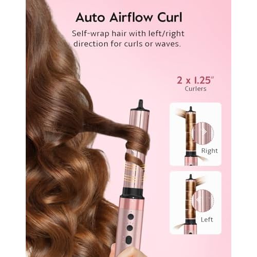 Brightup 5 in 1 High-Speed Hot Air Styler, 1400W Powerful 120000RPM Hair Dryer Brush, Negative Ions Thermal Brush, Cool Shot Button, Curler, Volumizer, Straighter, No Heat Damage, with Travel Bag