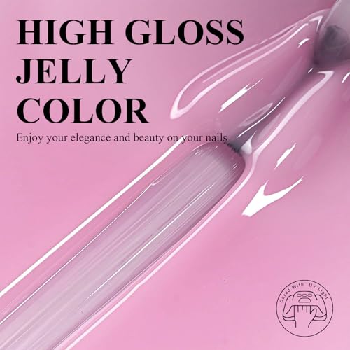 Imtiti Gel Nail Polish, Sheer Jelly Baby Pink Color UV/LED Soak Off Gel Polish for DIY Nail Art Manicure and Pedicure at Home (0.34 Fl Oz-970)