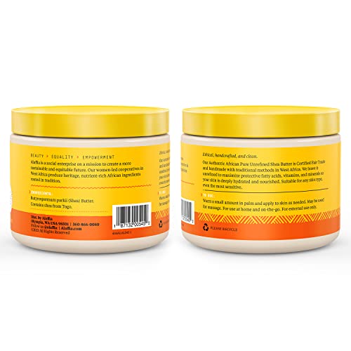 Alaffia EveryDay Shea Authentic Shea Butter, All Skin Types, Help Moisturize and Soften Skin with Shea Butter, Unscented, (2 Pack-11 Fl Oz Ea)