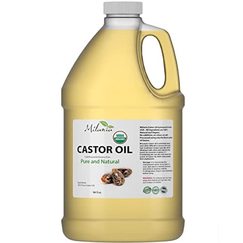 Premium Organic Castor Oil - (64 fl. oz.) 100% Pure and Hexane-Free Cold-Pressed Beauty & Skincare Serum - Eyelash & Eyebrow Hair Growth Enhancer