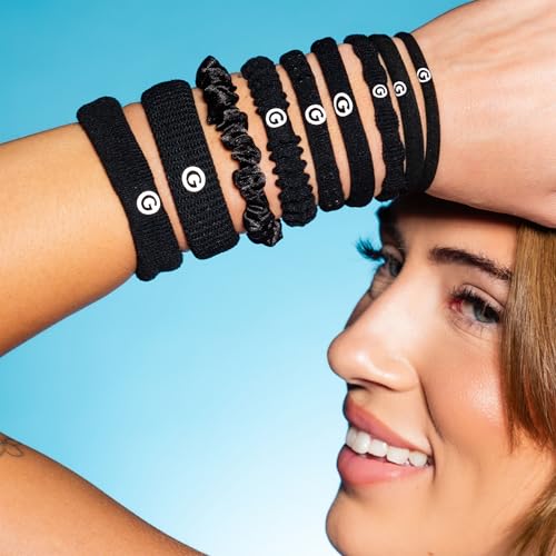 Gimme Beauty Fit Kit - Sample Pack with 5 Different Band Sizes - No-Snag, Gentle Ties for All Hair Types - Trendy Accessories for Thick or Thin Hair - Black